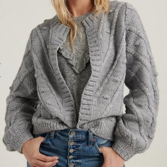 Lucky Brand Sweaters - Lucky Brand Women's Gray Bobble Wool Blend Long Sleeve Open Front Cardigan Sz S